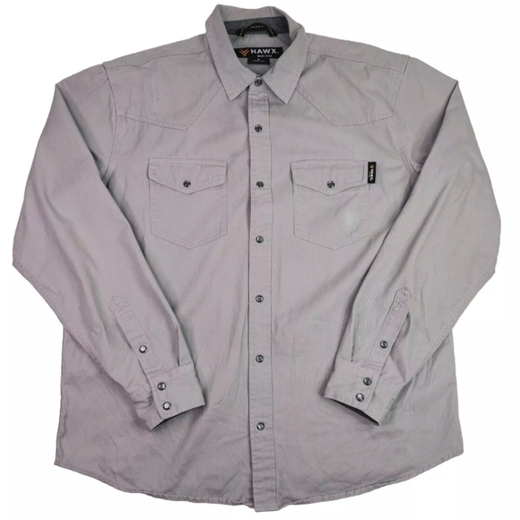 Hawx Work Gear Mens Grey Pearl Snap Western Long Sleeve Shirt Size Small - Picture 1 of 14
